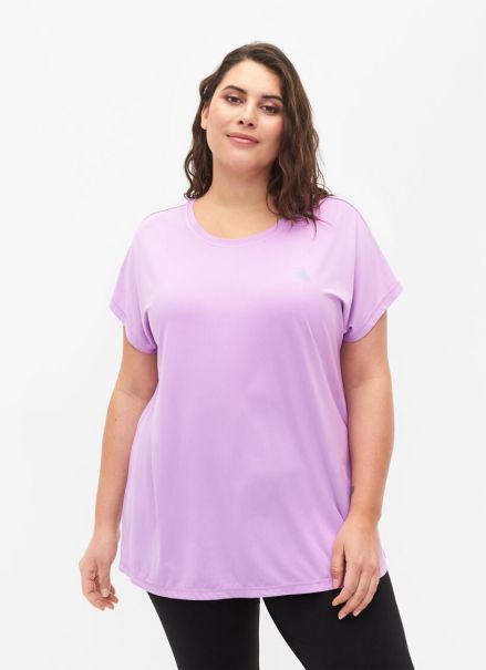 Short Sleeved Workout T-Shirt Women Purple Zizzi Sportswear